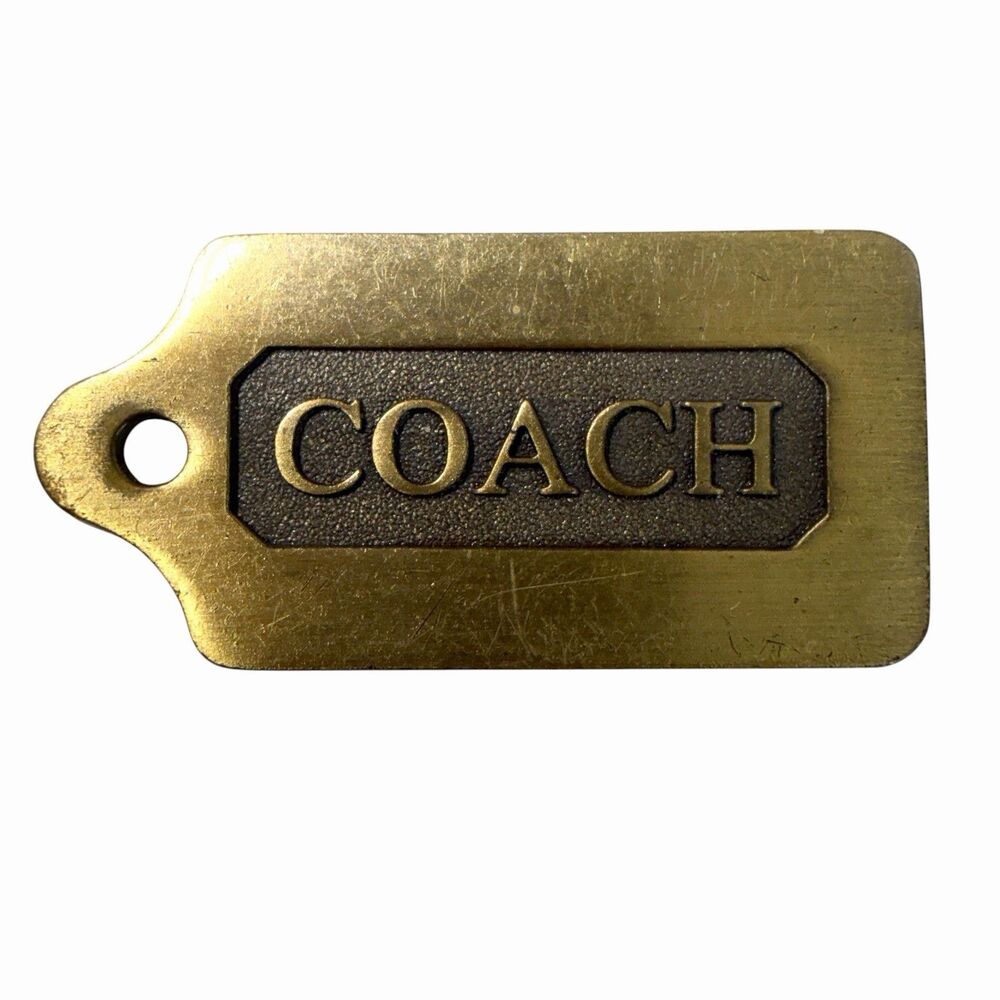 COACH Vintage Antique Brass Gold Tone Metal Bag Hang Tag Charm Replacement
